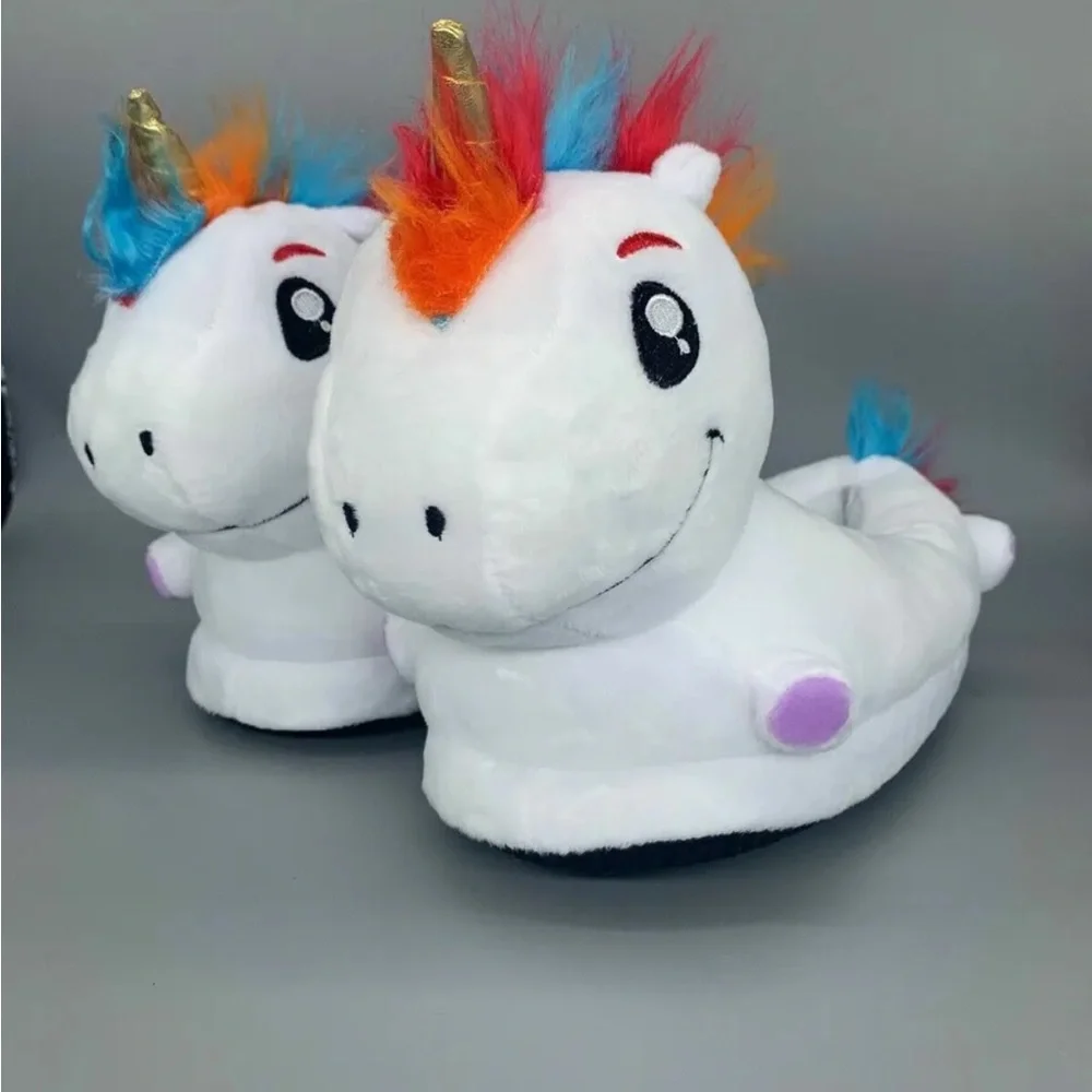 Unicorn Slippers Light up Kids Plush White Slippers One Size approx (3 -… - Picture 1 of 7